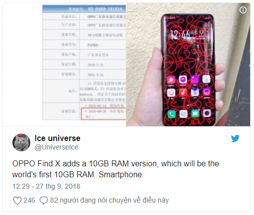 oppo lap ky luc co dung luong ram lon nhat voi find x phien ban 10gb ram