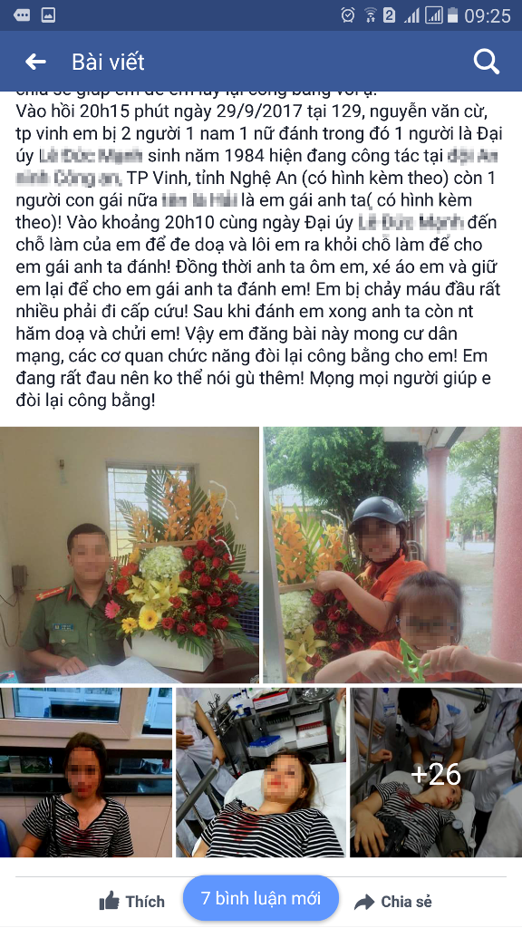giam doc cong an tinh nghe an chi dao lam ro viec dai uy danh ban gai nhap vien