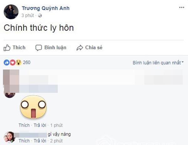 truong quynh anh gay xon xao khi tuyen bo chinh thuc ly hon