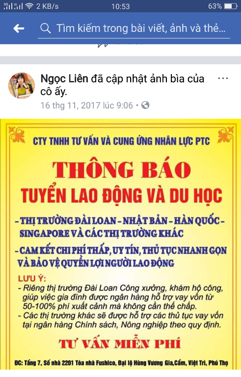 phu tho cty tnhh tu van va cung ung nhan luc ptc chua duoc cap phep xuat khau lao dong