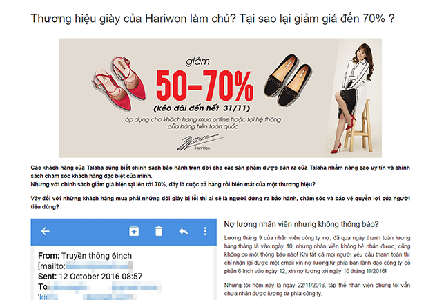 thuong hieu giay cua hari won bi to no luong nhan vien deface website cong ty thanh trang doi no