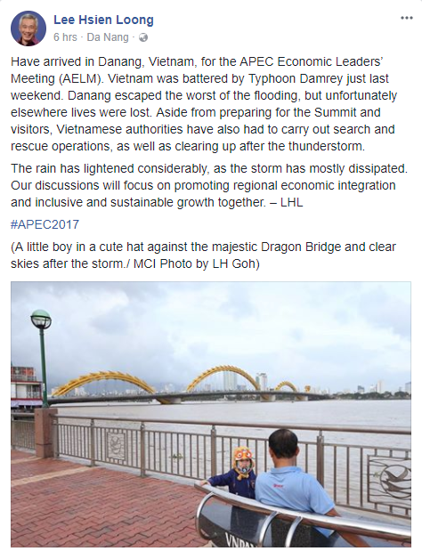 thu tuong singapore ly hien long dang anh cau rong len facebook sau khi toi da nang