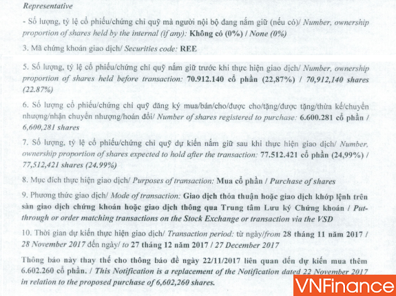 vua mua thanh cong hon 51 trieu co phieu vnm platium victory tiep tuc gom them hon 66 trieu co phieu ree