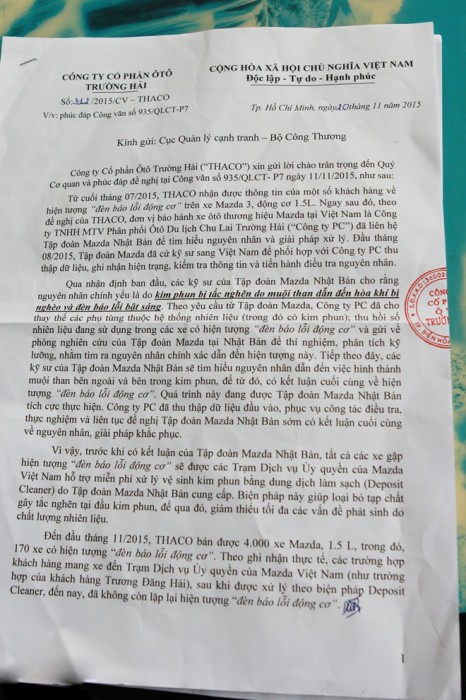 mazda 3 bi loi o to truong hai van ban ra thi truong