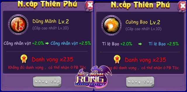 su menh rong huong dan cach nang thien phu class chien si cho nguoi moi choi