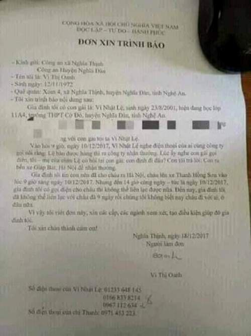 ra ha noi nhan giai thuong my pham mot nu sinh thpt mat tich bi an hon 10 ngay