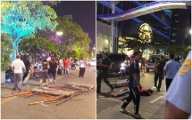 sap gian giao thi cong den trang tri o pho di bo nguyen hue nam cong nhan roi tu tang 3 trung o to dau ben duong bi thuong nang