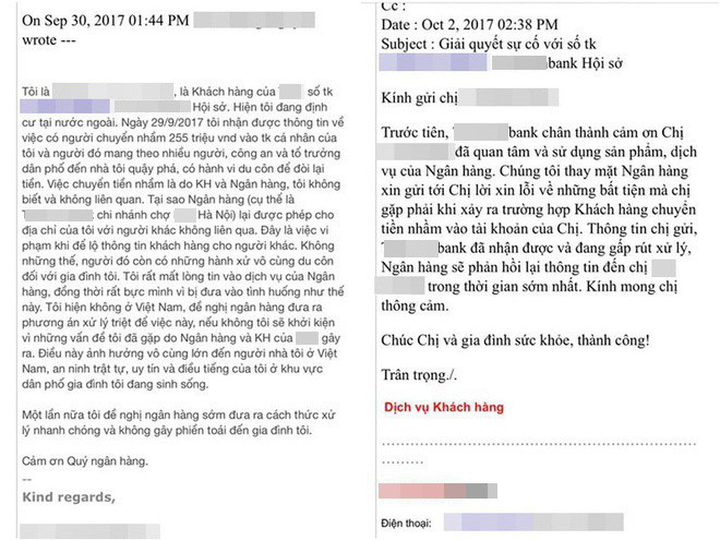 vu viec tranh cai gay gat nhan duoc 255 trieu do bi chuyen nham nhung 3 thang van chua hoan tien cho nguoi gui