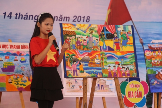 phu tho hoc sinh thi ke chuyen bang tranh ve bien dao to quoc em