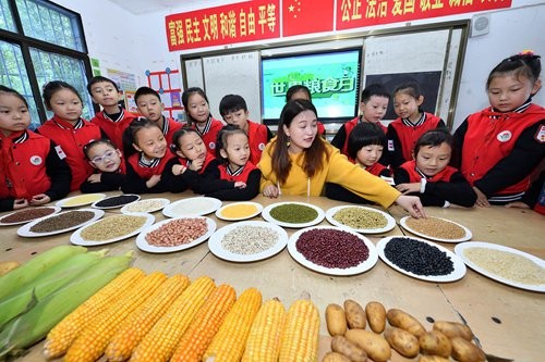 Giáo viên đang hướng dẫn các em học sinh cách chuẩn bị một bữa ăn gia đình. Ảnh: Global Times