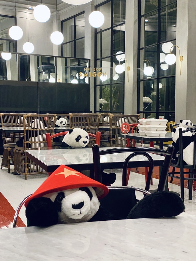 xep khach ngoi an voi gau bong cho do lac long nha hang viet len bao nuoc ngoai