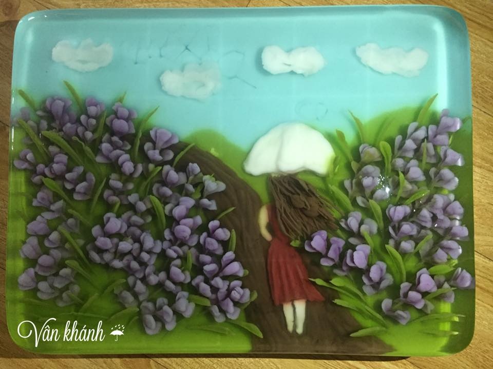 vuon hoa dac biet cua nguoi phu nu me ve tranh 3d tren thach rau cau