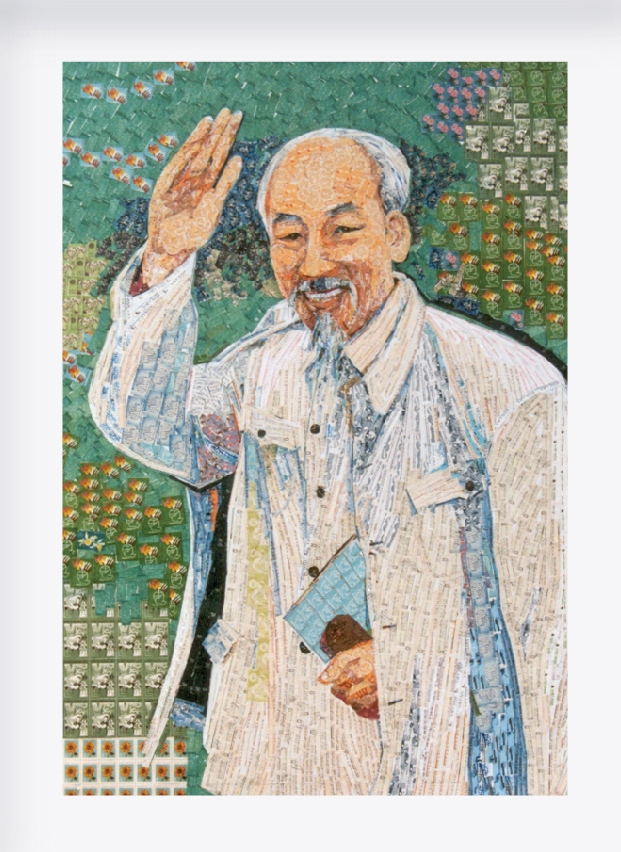 hon 500 buc tranh ghep tem ve bac ho va tinh cam sau nang cua nhan dan voi vi lanh tu vi dai