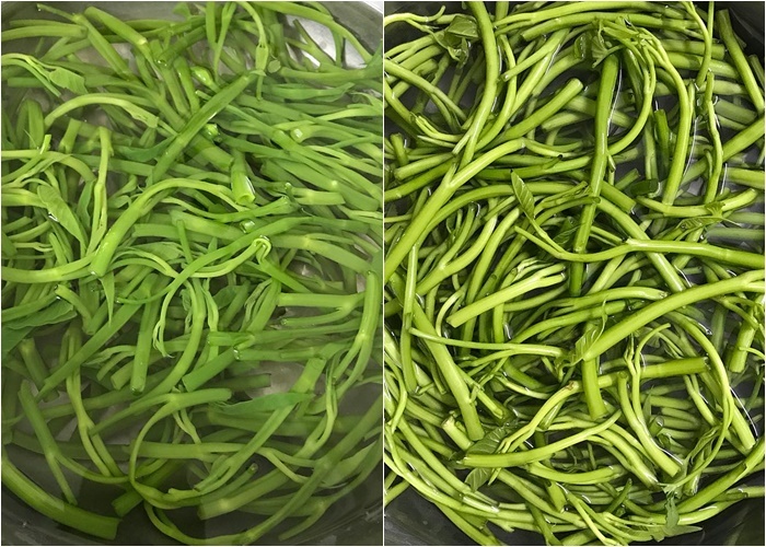 mon ngon de lam cha trung la mieng va nom rau muong thit ga