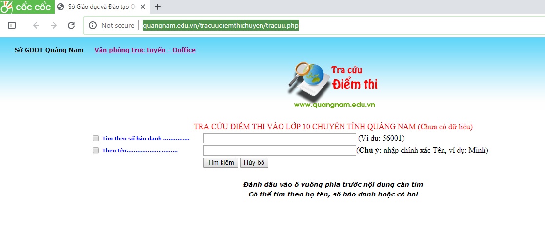 tra cuu diem thi tuyen sinh lop 10 quang nam nam 2019
