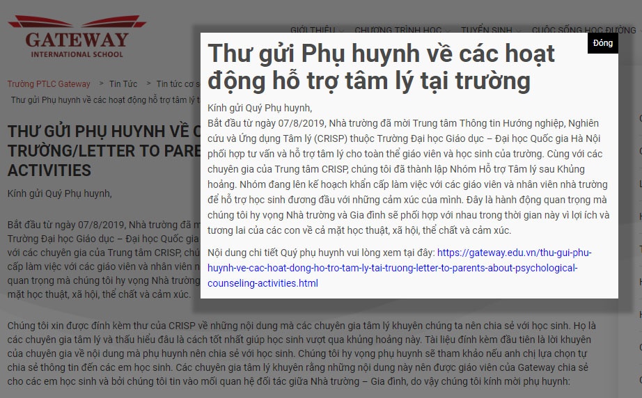 tranh cai xoay quanh viec to chuc le tuong niem be lop 1 o cong truong gateway