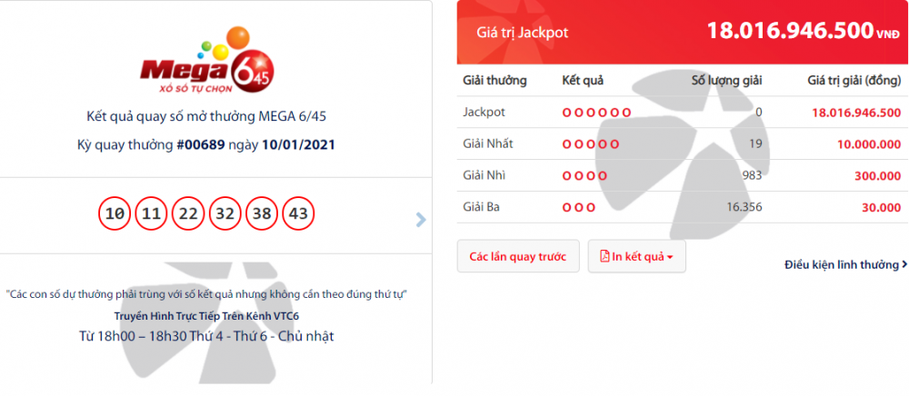 Kết quả Vietlott Mega 6/45 tối 13/1: Giải thưởng trị giá hơn 18 tỷ đồng sẽ thuộc về ai?