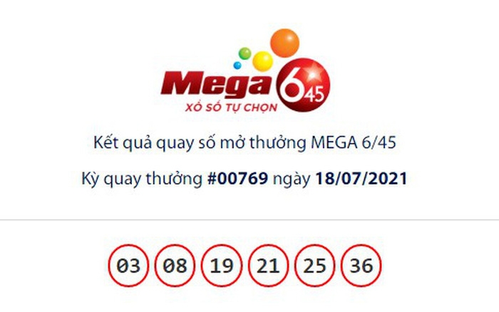 Kết quả xổ số Mega 6/45 ngày 21/7: Hơn 15 tỷ chờ chủ nhân